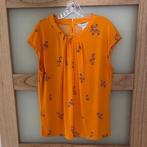 Liz Claiborne Vibrant Orange Paisley Blouse